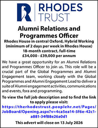 Rhodes Trust seeks an Alumni Relations and Programmes Officer