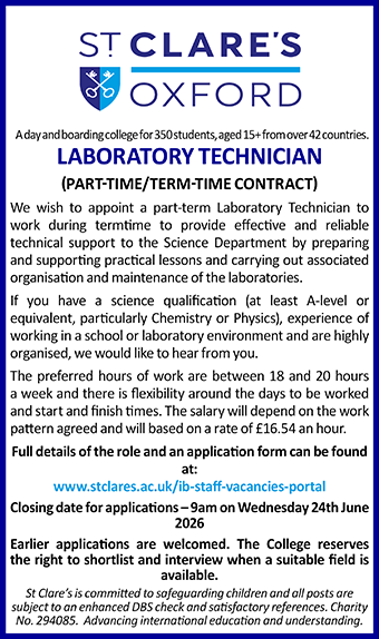 St Clare's seeks Laboratory Technician St Clare's seeks Laboratory Technician