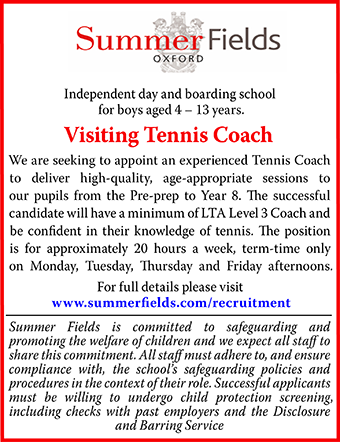 Summer Fields seeks a Visiting Tennis Coach Summer Fields seeks a Visiting Tennis Coach