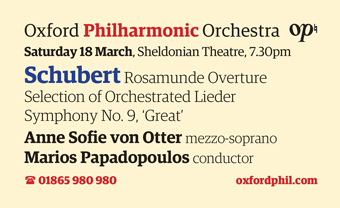 Oxford Philomusica: Saturday 18th March - Schubert