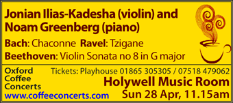 Coffee Concerts Jonian Ilias-Kadesha (violin) and Noam Greenberg (piano)