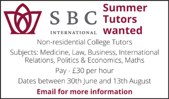 SBC International seek Summer Tutors