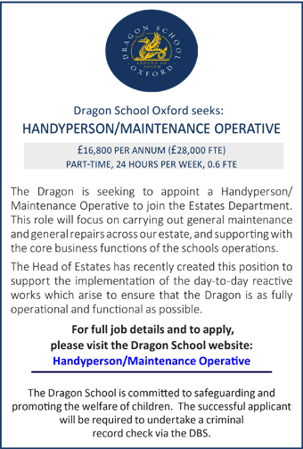 Dragon School seeks a Handyperson/Maintenance Operative