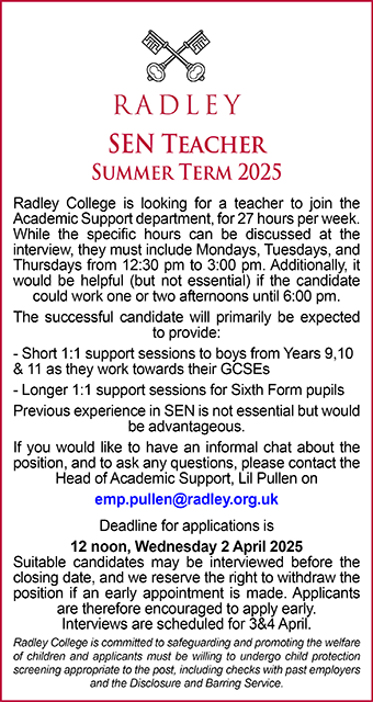 Radley College seek SEN Teacher