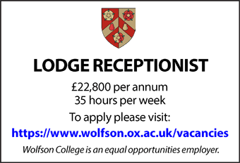 Wolfson College seeks a Lodge Receptionist