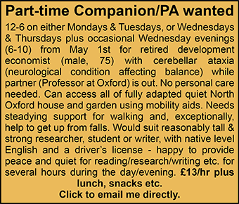 Part Time Companion/PA Wanted