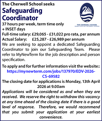 Cherwell School seeks Safeguarding Coordinator