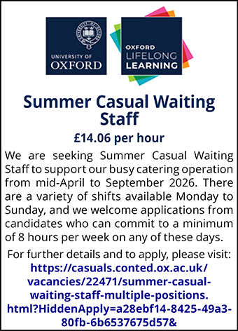 Continuing Education seeks Summer Casual Waiting Staff