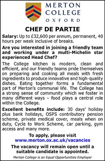 Merton College seek Chef de Partie