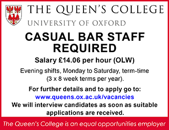 The Queen's College seek Casual Bar Staff 
