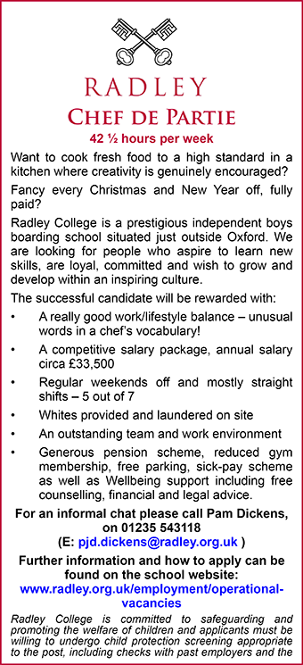 Radley College seeks Chef de Partie