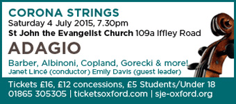 Corona Strings perform at St John the Evangelist Church, Iffley Road, 4 July 2015, 7.30pm