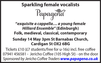 Female vocal ensemble Papagena at St Barnabas Church