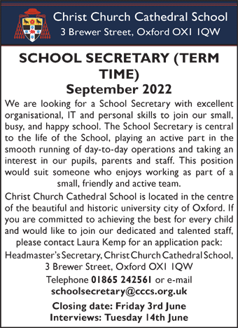 Christ Church Cathedral School seek School Secretary 