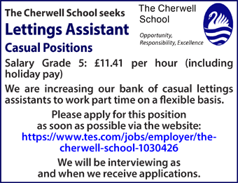 Cherwell School seeks a Letting Assistant
