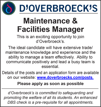 d'Overbroecks seek a Maintenance and Facilities Manager
