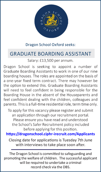 Dragon School seeks a Graduate Boarding Assistant