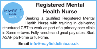 Seeking a qualified Registered Mental Health Nurse with training in delivering structured CBT 