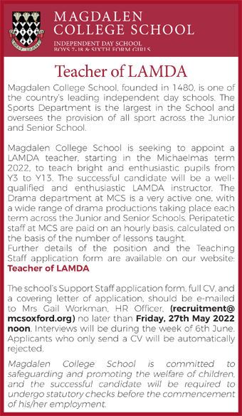 Magdalen College School seek a Teacher of LAMDA