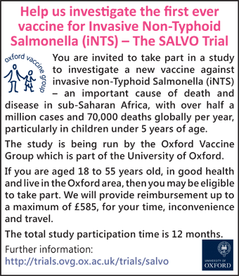 Help us investigate the first ever vaccine for Invasive Non-Typhoid Salmonella