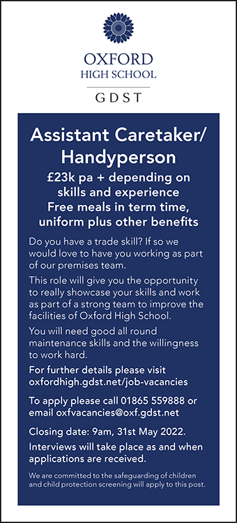Oxford High School Seeks an Assistant Caretaker/Handyperson