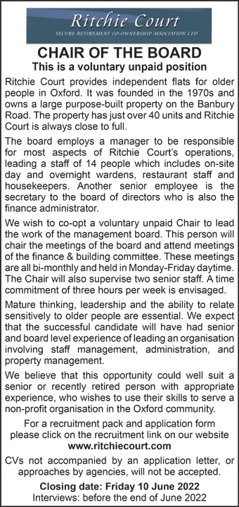 Ritchie Court seek a Chair of the Board