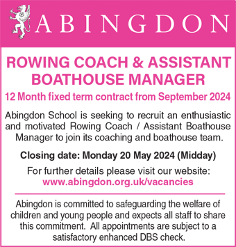 Abingdon School seek Rowing Coach and Assistant Boathouse Manager