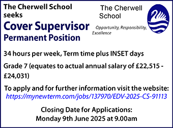 Cherwell School seeks Cover Supervisor 