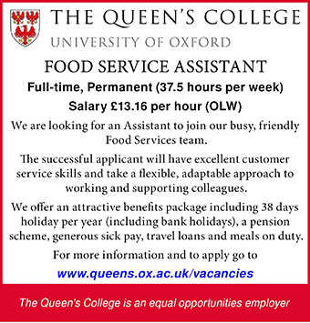 The Queen's College seek Food Service Assistant