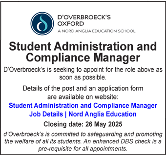 d'Overbroecks seeks Student Administration and Compliance Manager