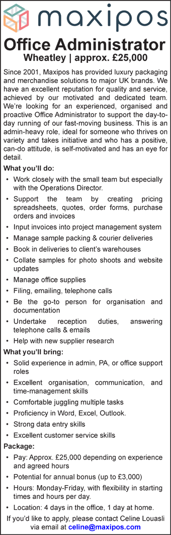Maxipos seek Office Administrator