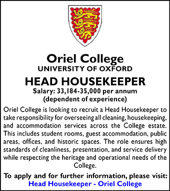 Oriel College seeks Head Housekeeper Oriel College seeks Head Housekeeper