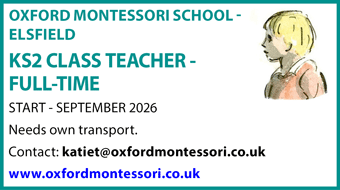 Oxford Montessori Schools in Elsfield seek a KS2 Class Teacher full-time from Sept 2026