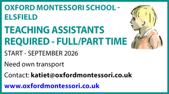 Oxford Montessori Schools in Elsfield seek Teaching Assistants full/part-time from Sept 2026