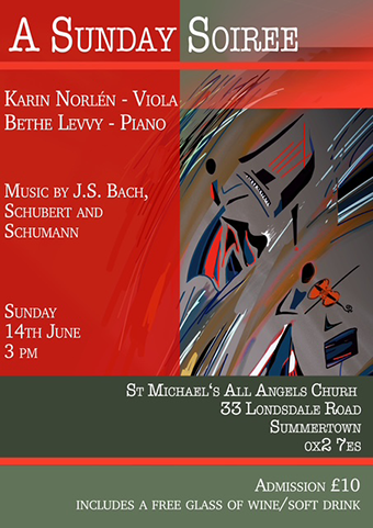 A Summer Soiree - music by Bach, Schubert and Schumann, St Michael's All Angels Church, Sunday 14th June, 3pm