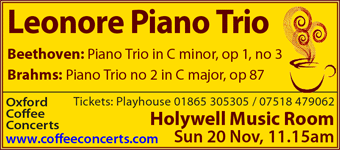 Coffee Concerts: Leonore Piano Trio, Sunday 20th November 2016
