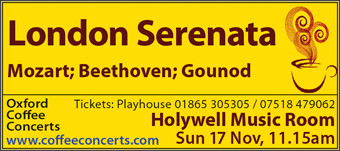 Coffee Concerts: London Serenata, Holywell Music Room, Sunday 17th November
