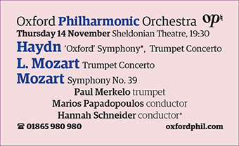 Oxford Philharmonic play Mozart, L. Mozart and Haydn, Sheldonian Theatre, 14th November 2019