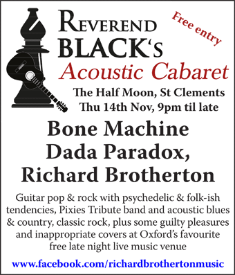Reverend Black's Acoustic Cabaret: Bone Machine, Dada Paradox, Richard Brotherton