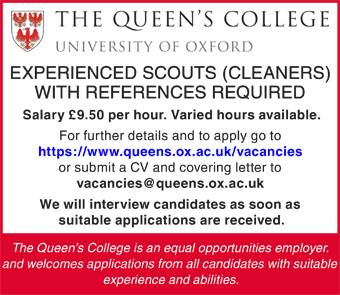 Experienced Scouts (Cleaners) required for The Queen's College, Oxford
