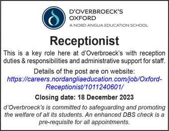 d'Overbroecks seeks Receptionist
