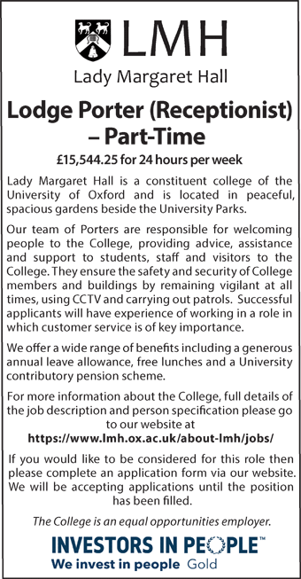 Lady Margaret Hall seeks Lodge Porter