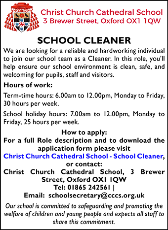 Christ Church Cathedral School seek Nursery Assistant Christ Church Cathedral School seek Nursery Assistant