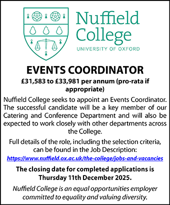 Nuffield College seek Events Coordinator Nuffield College seek Events Coordinator