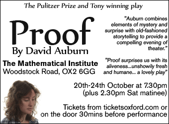 Oxford Theatre Guild present Proof by David Auburn, 20-24 October at the Mathematical Institute, ROQ