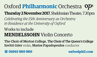 Oxford Philharmonic Orchestra - Thursday 2nd November, Sheldonian Theatre, 7.30pm