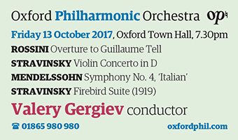 Oxford Philharmonic Orchestra; Friday 13th October, Oxford Town Hall, 7.30pm