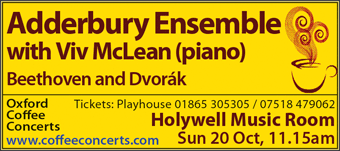 Coffee Concerts: Adderbury Ensemble  with Viv McLean; Holywell Music Room, Sunday 20th October