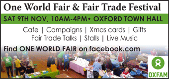 The Oxfam One World Fair is back on Sat 9th November in Oxford Town Hall