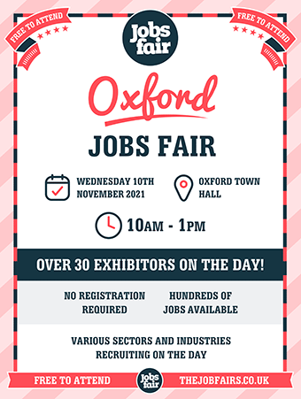 Oxford Jobs Fair: Wednesday 10th November, 10am to 1pm